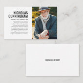 Funeral Memorial in Loving Memory Photo Card Visitekaartje (Voorkant / Achterkant)