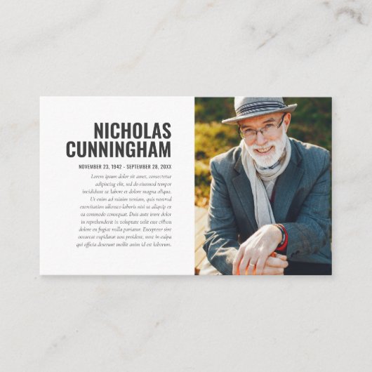 Funeral Memorial in Loving Memory Photo Card Visitekaartje (Voorkant)