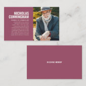 Funeral Memorial in Loving Memory Photo Card Visitekaartje (Voorkant / Achterkant)