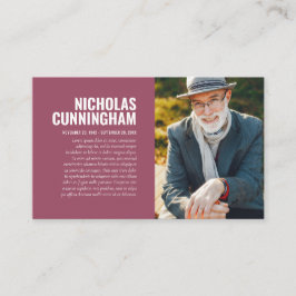 Funeral Memorial in Loving Memory Photo Card Visitekaartje