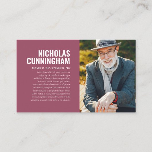 Funeral Memorial in Loving Memory Photo Card Visitekaartje (Voorkant)