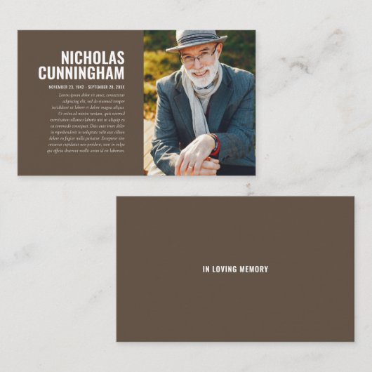 Funeral Memorial in Loving Memory Photo Card Visitekaartje (Voorkant / Achterkant)