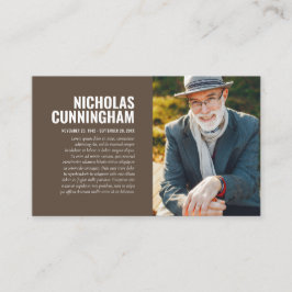 Funeral Memorial in Loving Memory Photo Card Visitekaartje