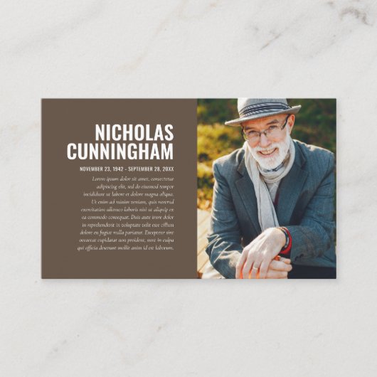 Funeral Memorial in Loving Memory Photo Card Visitekaartje (Voorkant)