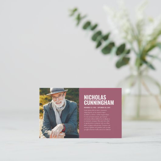 Funeral Memorial in Loving Memory Photo Card Visitekaartje (Staand voorkant)