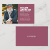 Funeral Memorial in Loving Memory Photo Card Visitekaartje (Voorkant / Achterkant)