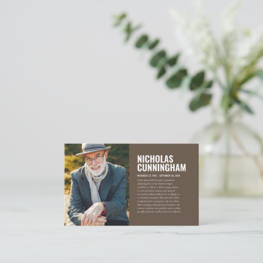 Funeral Memorial in Loving Memory Photo Card Visitekaartje (Staand voorkant)