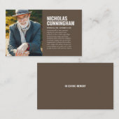 Funeral Memorial in Loving Memory Photo Card Visitekaartje (Voorkant / Achterkant)