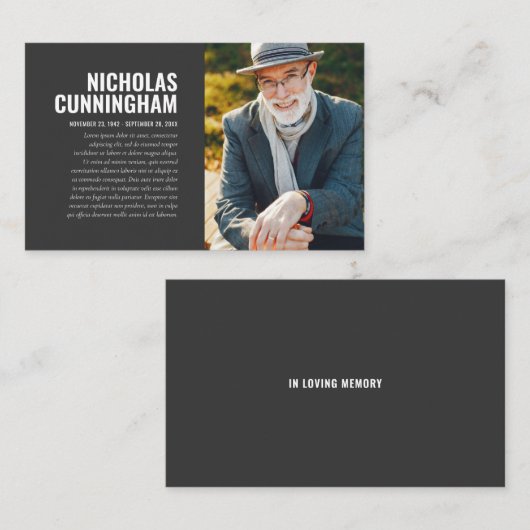 Funeral Memorial in Loving Memory Photo Card Visitekaartje (Voorkant / Achterkant)