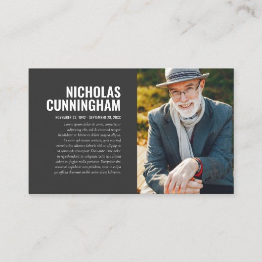 Funeral Memorial in Loving Memory Photo Card Visitekaartje (Voorkant)