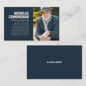 Funeral Memorial in Loving Memory Photo Card Visitekaartje (Voorkant / Achterkant)