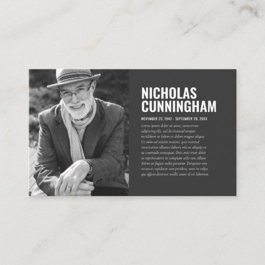 Funeral Memorial in Loving Memory Photo Card Visitekaartje (Voorkant)