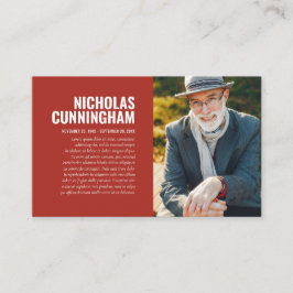 Funeral Memorial in Loving Memory Photo Card Visitekaartje