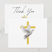 Funeral Memorial Kaart - Kruis en Waterverf Duif (Voorkant / Achterkant)