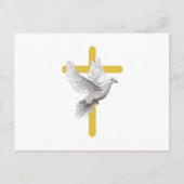 Funeral Memorial Kaart - Kruis en Waterverf Duif (Voorkant)