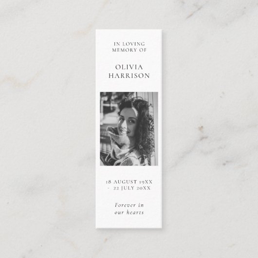 Funeral Memorial Loving Memory Mini Bladwijzer Kaa Mini Visitekaartje (Voorkant)