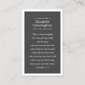 Funeral Memorial Modern and Simple Photo Card Visitekaartje (Achterkant)