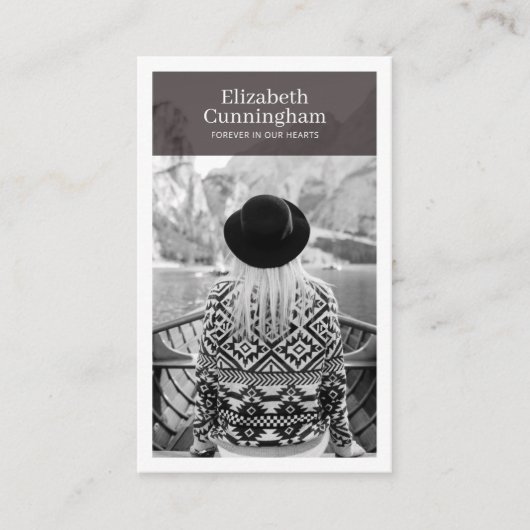 Funeral Memorial Modern and Simple Photo Card Visitekaartje (Voorkant)