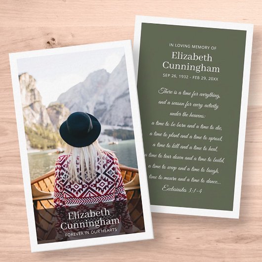 Funeral Memorial Modern and Simple Photo Card Visitekaartje