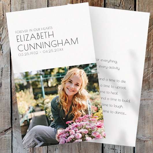 Funeral Memorial Modern minimalist Foto Visitekaartje