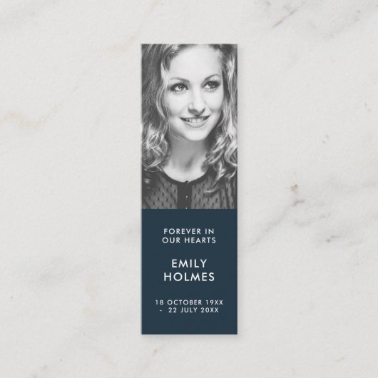 Funeral Memorial | Modern Navy Mini Bladwijzer Kaa Mini Visitekaartje (Voorkant)