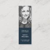 Funeral Memorial | Modern Navy Mini Bladwijzer Kaa Visitekaartje (Voorkant)