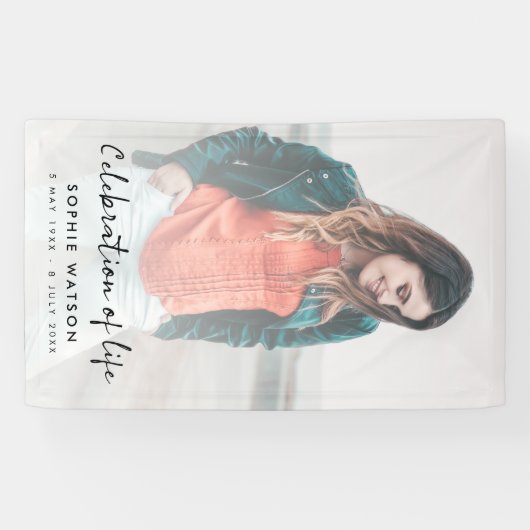 Funeral Memorial Modern Photo Celebration of Life Spandoek (Horizontaal)