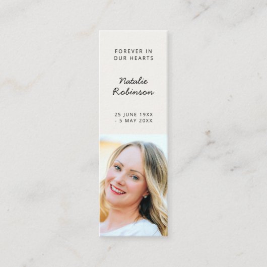 Funeral Memorial Modern Poem Mini Bladwijzer Kaart Mini Visitekaartje (Voorkant)