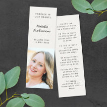 Funeral Memorial Modern Poem Mini Bladwijzer Kaart