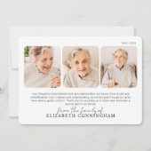 Funeral Memorial Modern Simple 3 Photos Bedankkaart (Voorkant)