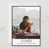 Funeral Memorial Monogram Elegant Black Inv Kaart (Achterkant)