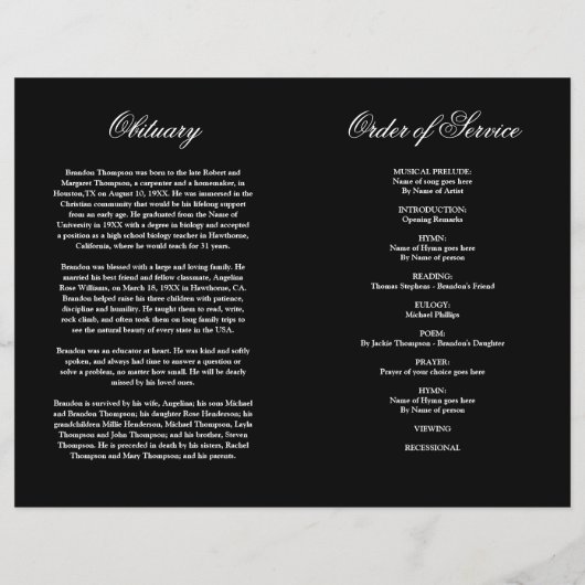 Funeral Memorial Order of Service Photo Programme (Achterkant)