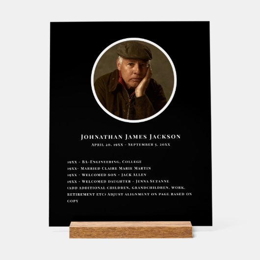 Funeral Memorial - Personal Details Display (Voorkant)