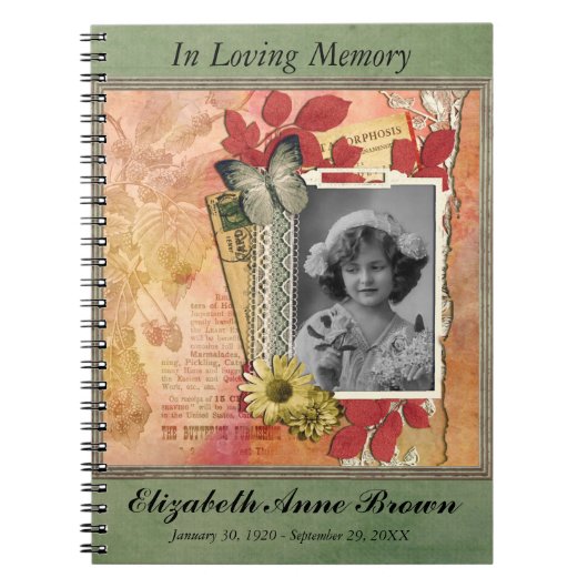 Funeral Memorial Personalized Photo Guestbook Notitieboek (Voorkant)