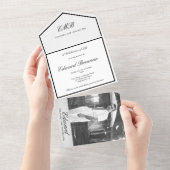 Funeral Memorial Photo Black and White Simple All In One Uitnodiging (Afscheurbaar)