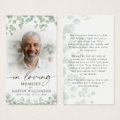 Funeral Memorial Photo Botanical Prayer Card Visitekaartje (Voorkant /achterkant)