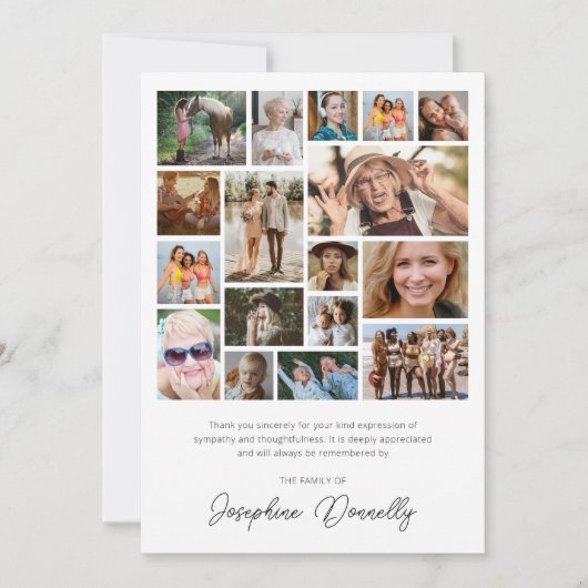 Funeral Memorial Photo Collage Hartelijk dank Bedankkaart (Voorkant)