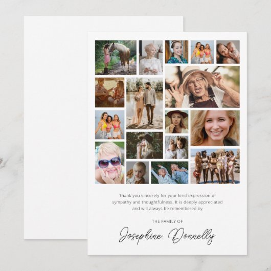 Funeral Memorial Photo Collage Hartelijk dank Bedankkaart (Voorkant / Achterkant)