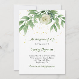 Funeral Memorial Photo Elegant Roos Foliage Kaart