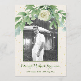 Funeral Memorial Photo Elegant Roos Foliage Kaart