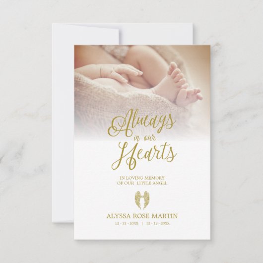Funeral Memorial Photo Litlle Angel Wings Dear One (Voorkant)