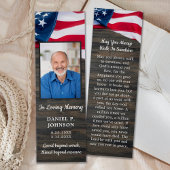 Funeral Memorial Photo Patriotic Prayer Bladwijzer Mini Visitekaartjes