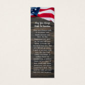 Funeral Memorial Photo Patriotic Prayer Bladwijzer Mini Visitekaartjes (Achterkant)