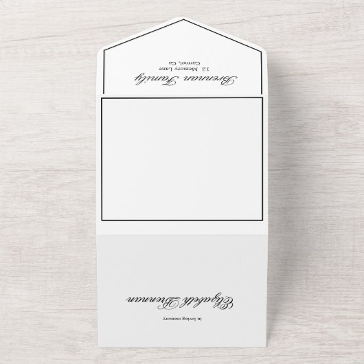 Funeral Memorial Photo Simple Elegant All In One Uitnodiging (Buitenkant)