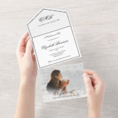 Funeral Memorial Photo Simple Elegant All In One Uitnodiging (Afscheurbaar)