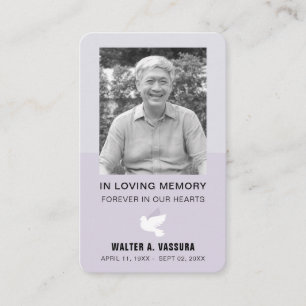 Funeral Memorial Prayer Dove Photo Card Visitekaartje