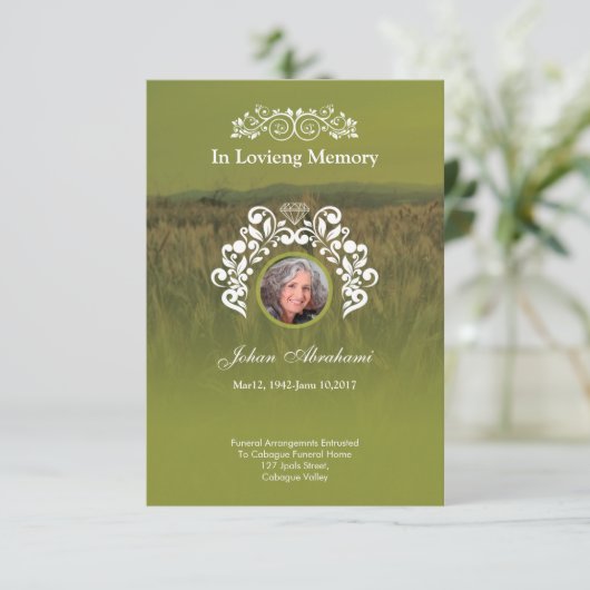 Funeral Memorial Prayer Kaart (Staand voorkant)