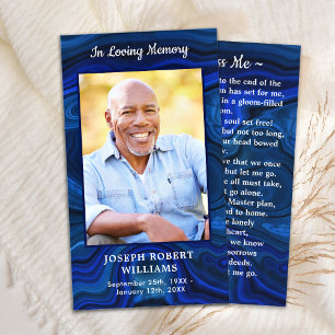 Funeral Memorial Prayer Kaart Blue Marble Photo Contactkaartje