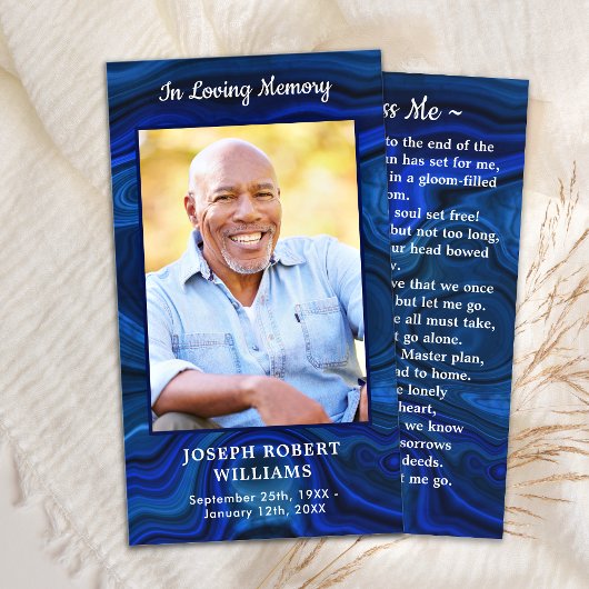 Funeral Memorial Prayer Kaart Blue Marble Photo Contactkaartje