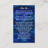 Funeral Memorial Prayer Kaart Blue Marble Photo Contactkaartje (Achterkant)